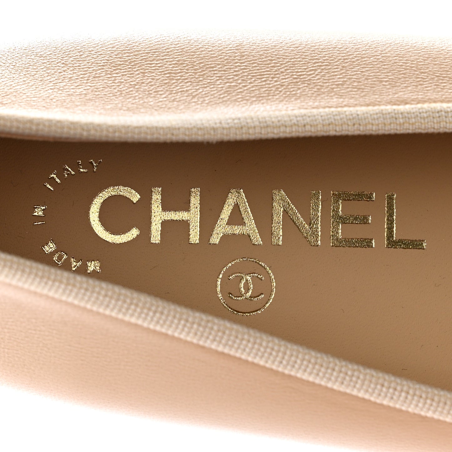 Lambskin Cap Toe CC Ballerina Flats 37.5 Beige Black