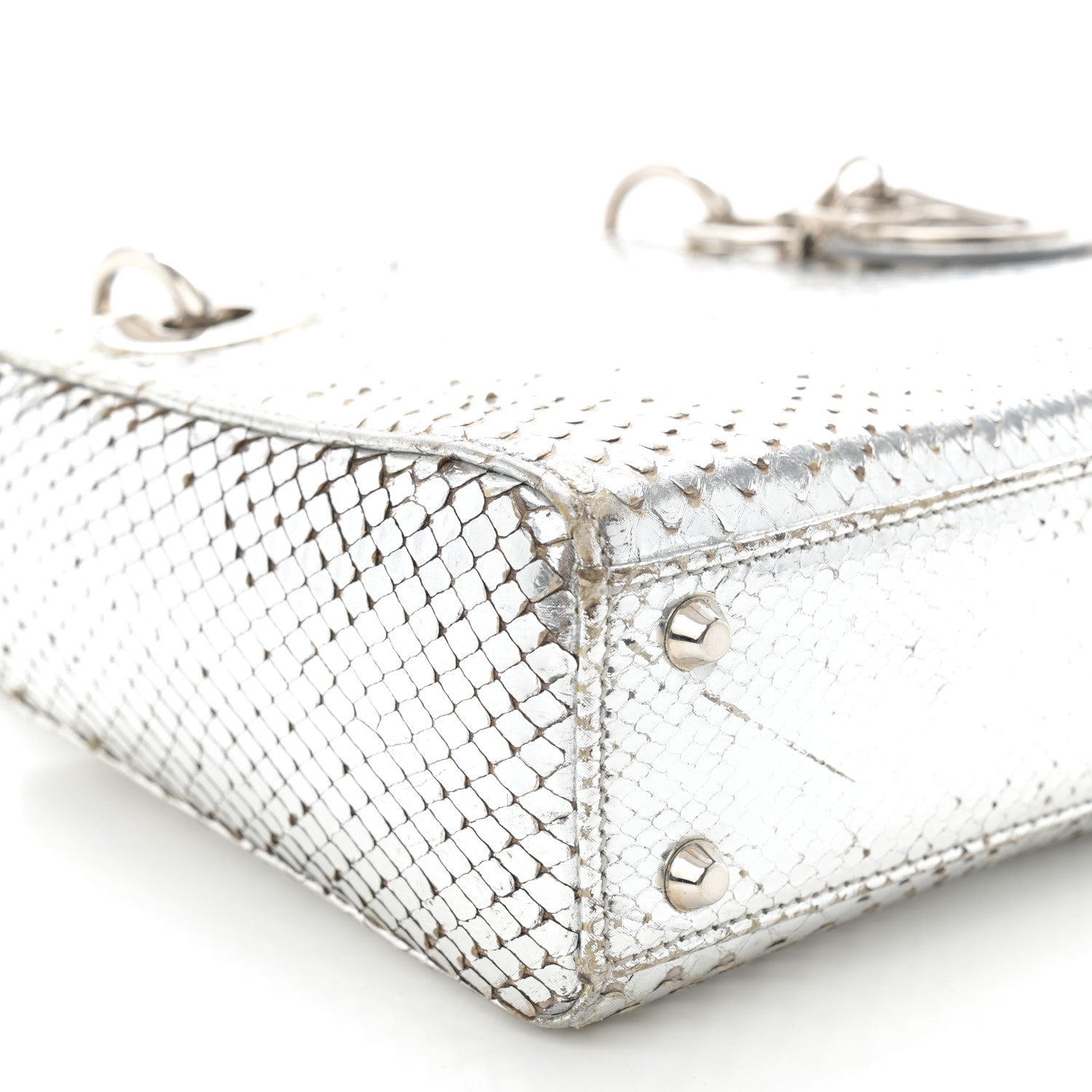 Christian Dior Metallic Snakeskin Mini Lady Dior Silver 9 of 12