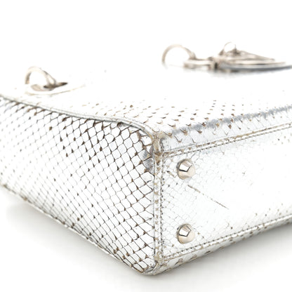 Christian Dior Metallic Snakeskin Mini Lady Dior Silver 9 of 12