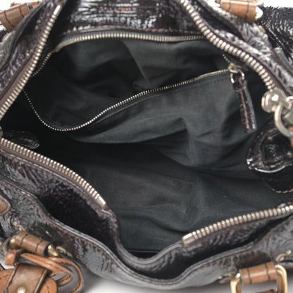 Chloe Patent Lambskin Medium Paddington Satchel Dark Brown 4 of 6