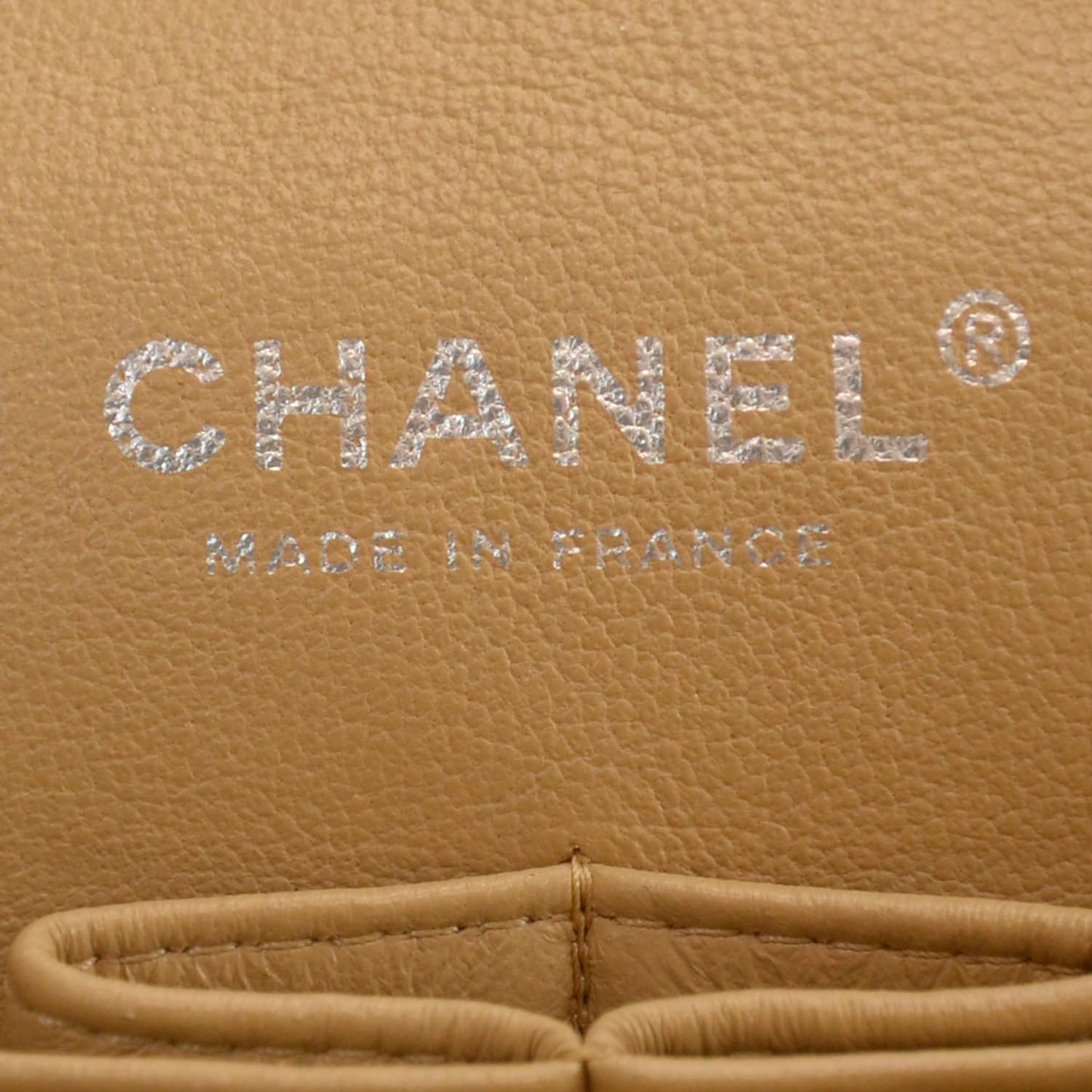 Caviar Quilted Medium Double Flap Beige