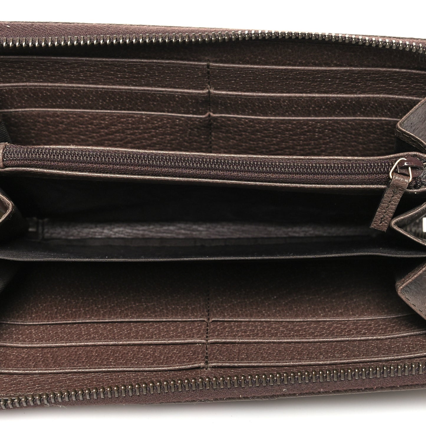 GG Supreme Monogram Web Ophidia Zip Around Wallet Brown
