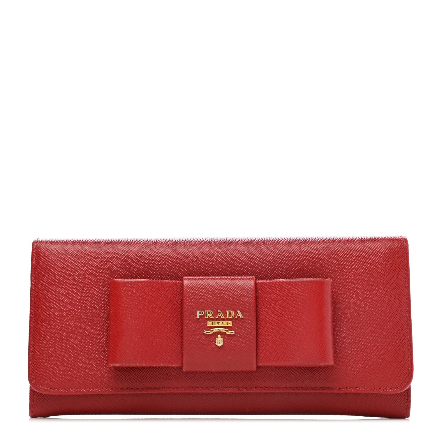 Prada Saffiano Fiocco Bow Continental Wallet Fuoco 1 of 13