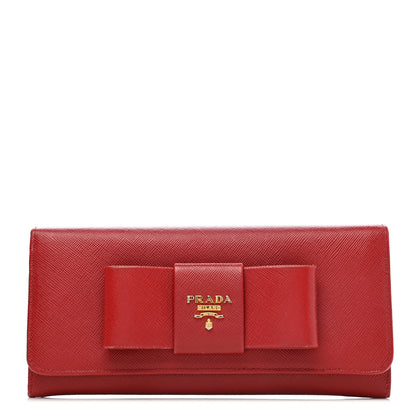 Prada Saffiano Fiocco Bow Continental Wallet Fuoco 1 of 13