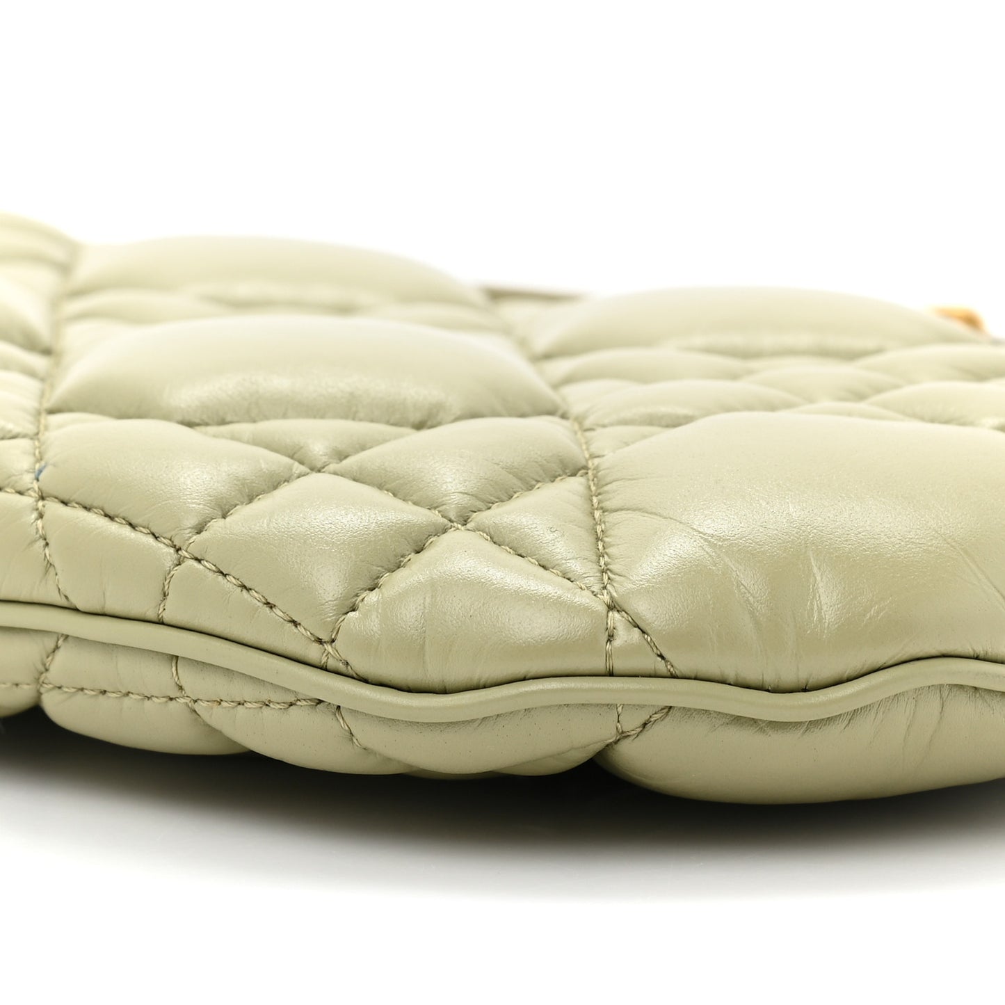 Calfskin Cannage Caro Pouch Desert Sage