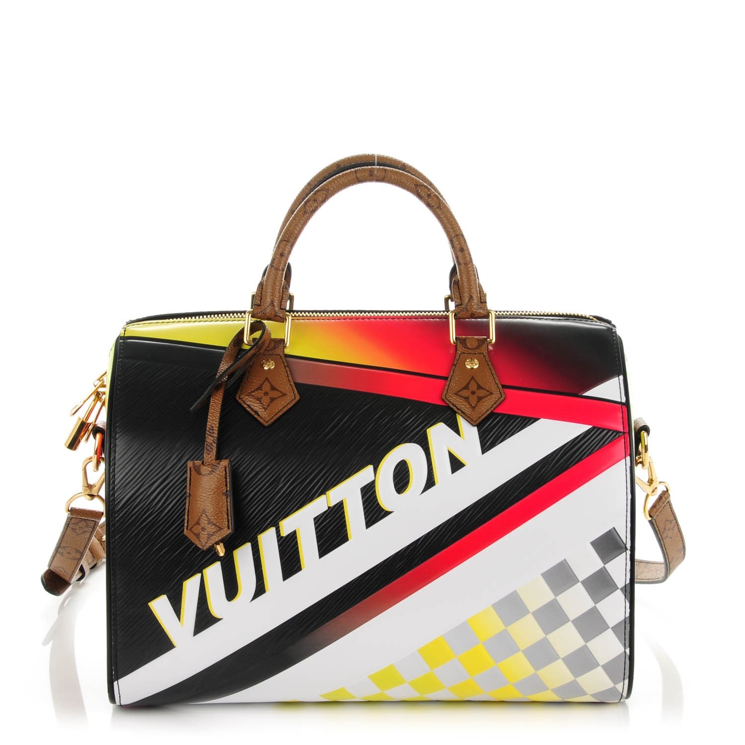 Louis Vuitton Epi Reverse Monogram Damier Race Speedy Bandouliere 30 Black Yellow 1 of 13