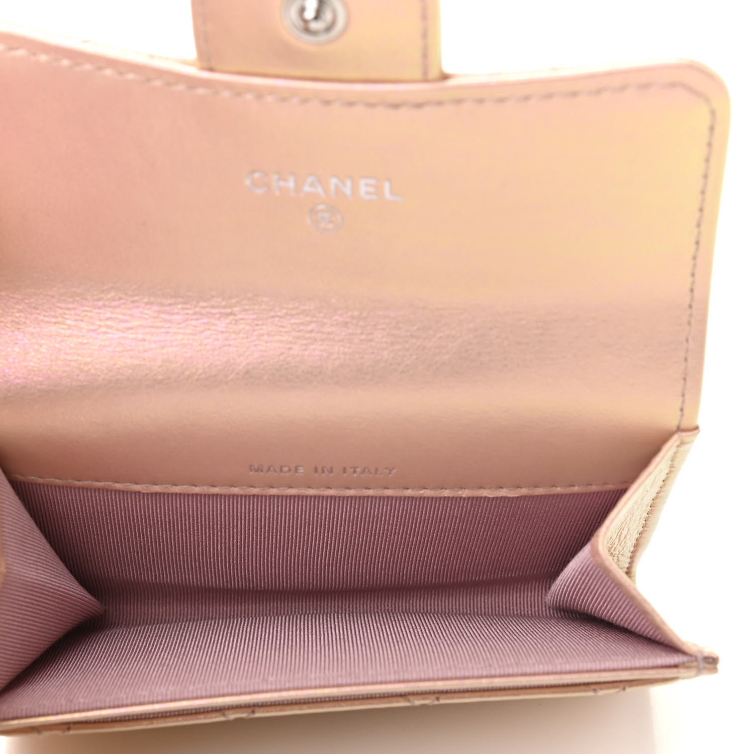 Chanel Iridescent Calfskin Quilted Flap Card Holder Wallet Pink 5 of 8