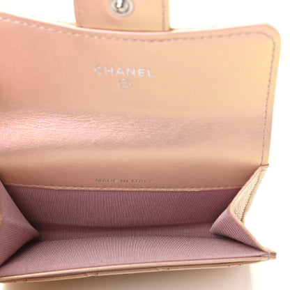 Chanel Iridescent Calfskin Quilted Flap Card Holder Wallet Pink 5 of 8