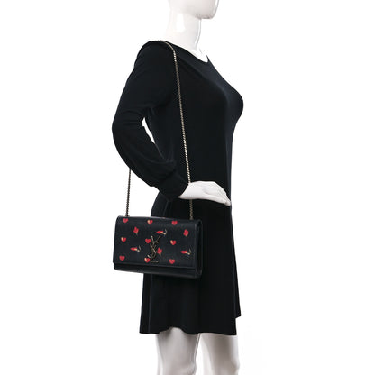 Saint Laurent Calfskin Medium Heart Bolts Monogram Kate Satchel Black 3 of 17