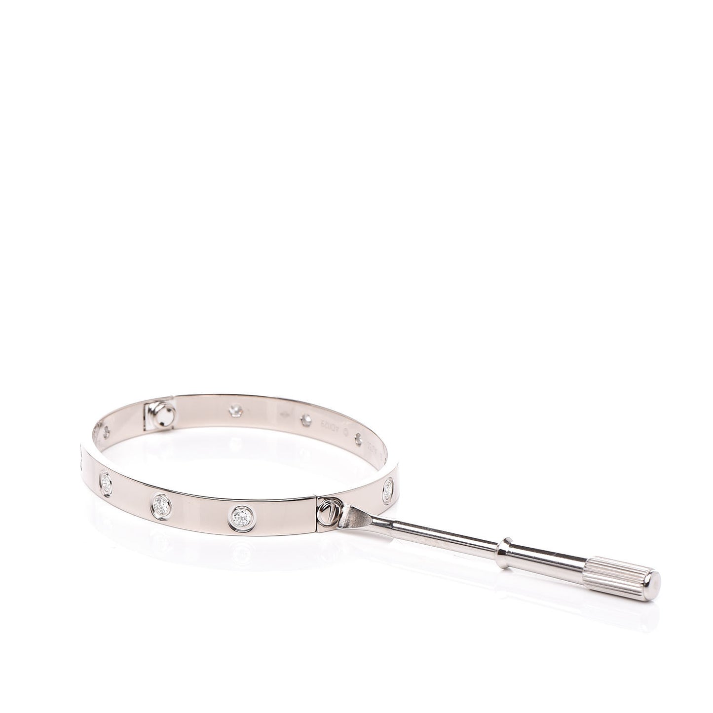 18K White Gold 10 Diamond LOVE Bracelet 16