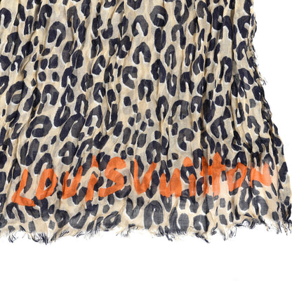Louis Vuitton Cashmere Silk Leopard Etole Stole Marron 4 of 6