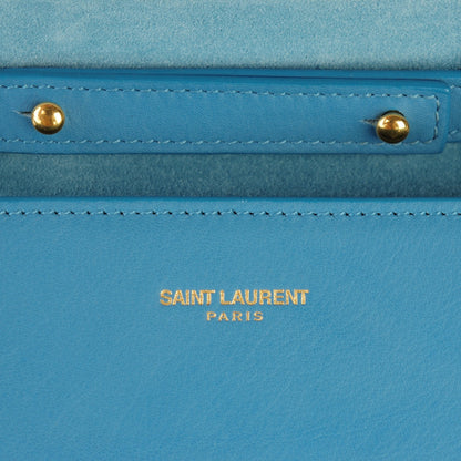 Saint Laurent Calfskin Small Classic Y Satchel Bag Blue Glacier 5 of 8