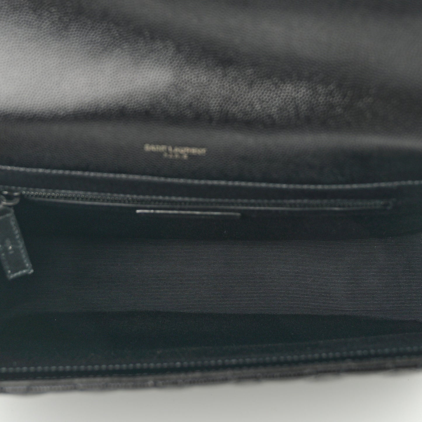 Grain De Poudre Textured Mixed Matelasse Large Triquilt Monogram Monochrome Satchel Black