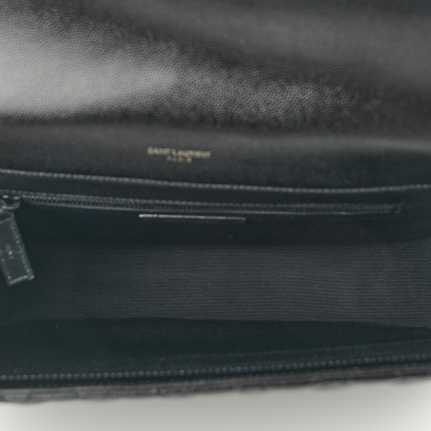 Saint Laurent Grain De Poudre Textured Mixed Matelasse Large Triquilt Monogram Monochrome Satchel Black 5 of 9