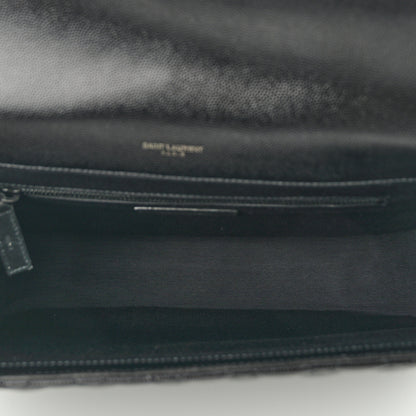 Saint Laurent Grain De Poudre Textured Mixed Matelasse Large Triquilt Monogram Monochrome Satchel Black 5 of 9