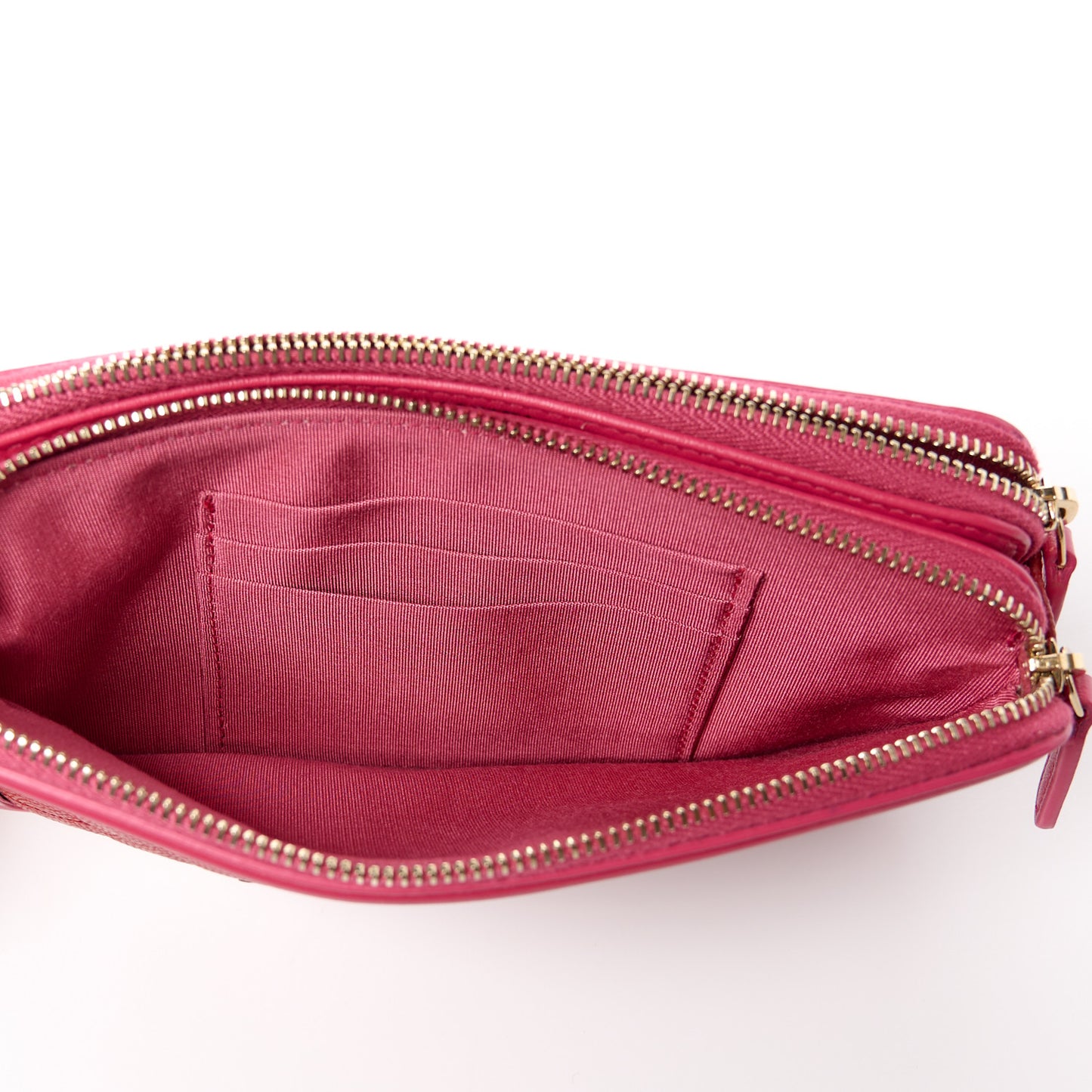 Caviar Quilted CC Filigree Clutch With Chain Red