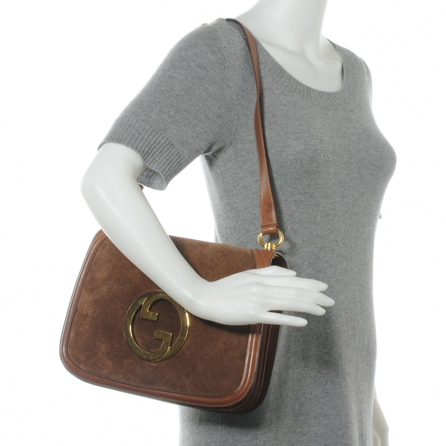 Suede GG Shoulder Bag Brown
