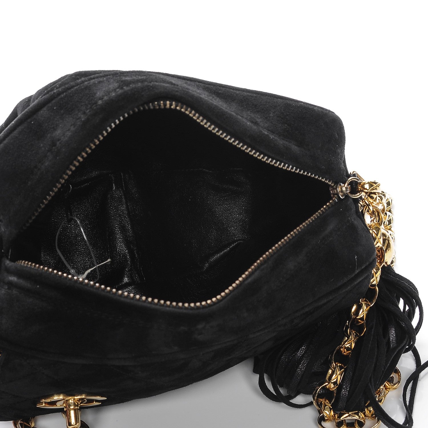 Chanel Suede Quilted CC Tassel Camera Case Black 5 of 7