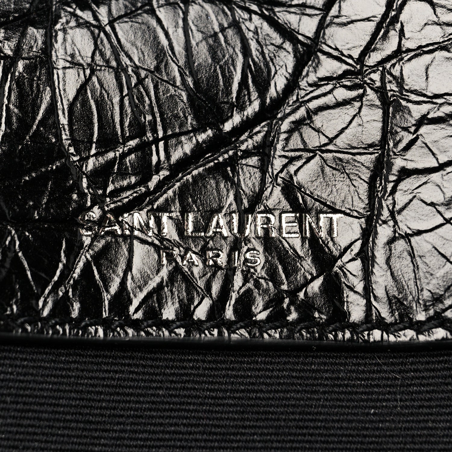 Saint Laurent Crinkled Calfskin Matelasse Monogram Baby Niki Chain Satchel Black 6 of 9