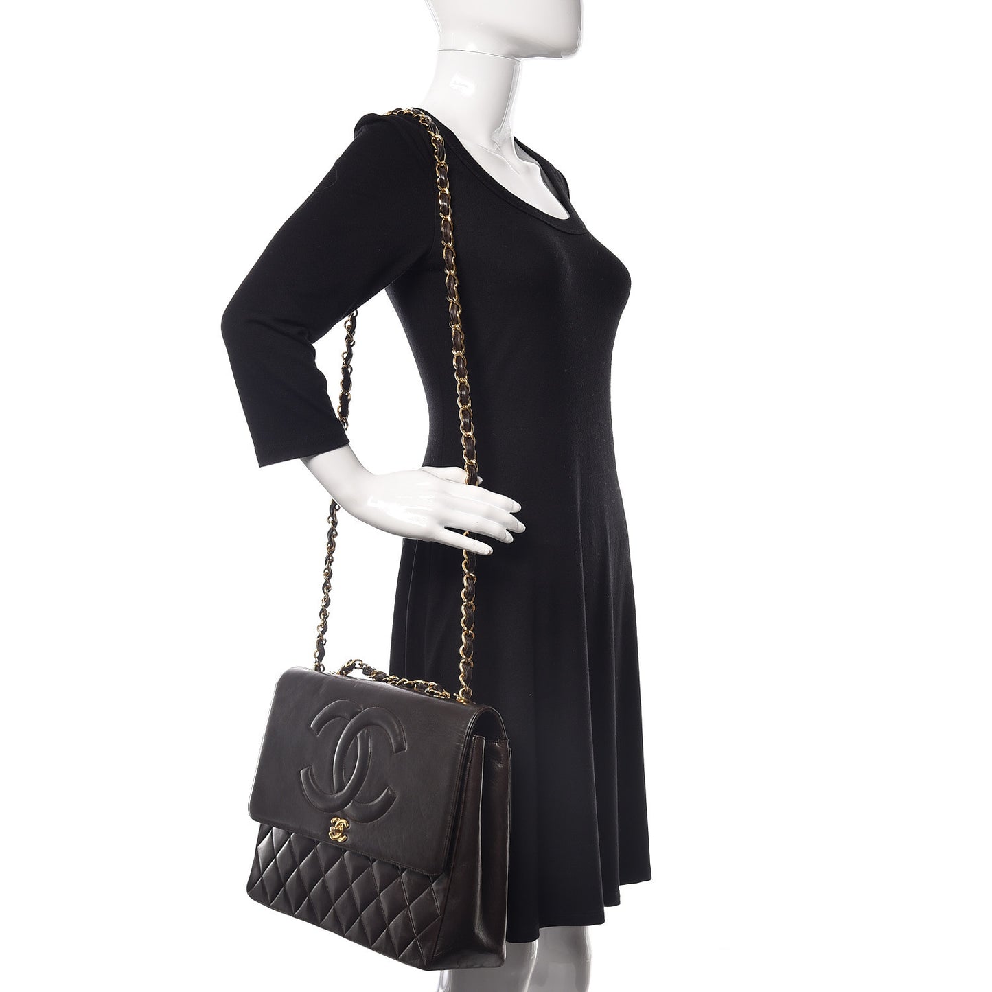 Lambskin XL Jumbo CC Single Flap Brown