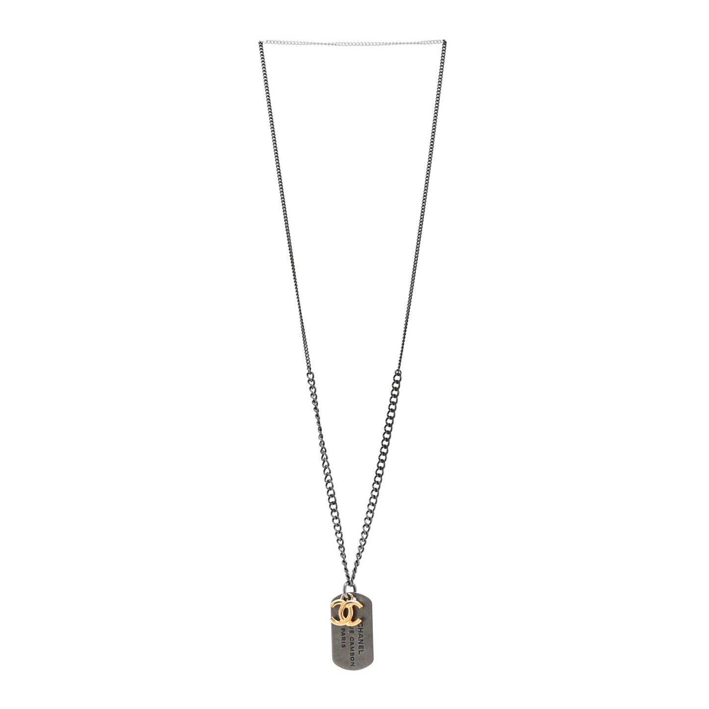 Ruthenium ID Dog Tag Charm Necklace Silver Gold