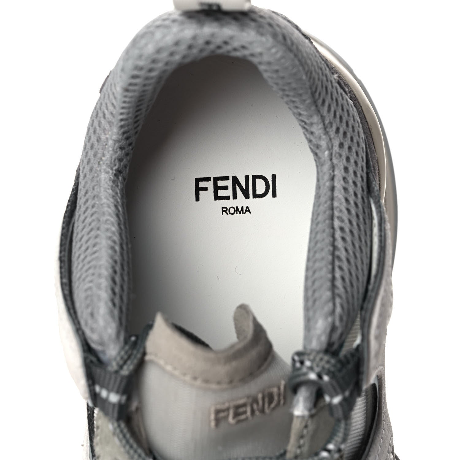 Fendi Suede Mesh Womens FFluid Low Top Sneakers 36 Latte Cemento White 8 of 9