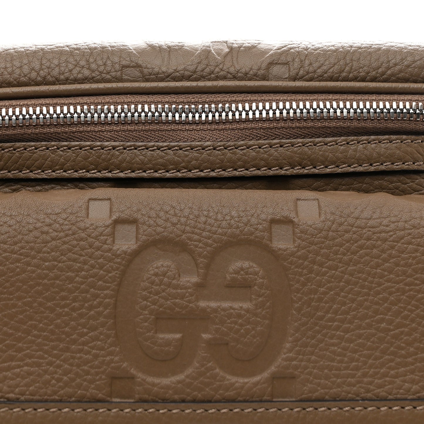 Piuma Calfskin Jumbo GG Embossed Pocket Belt Bag Good Taupe