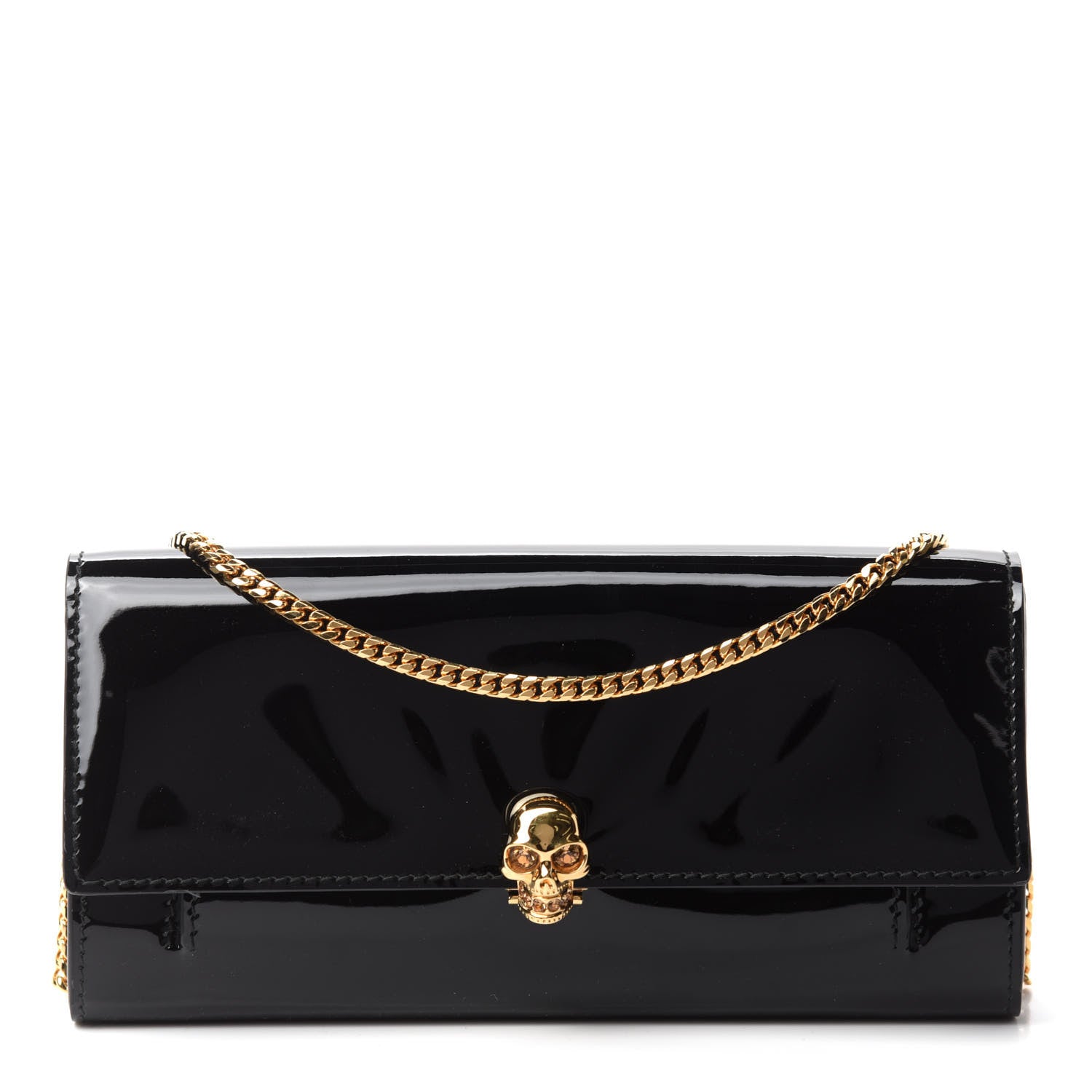 Alexander McQueen Patent Skull Wallet on Chain Black 1 of 9