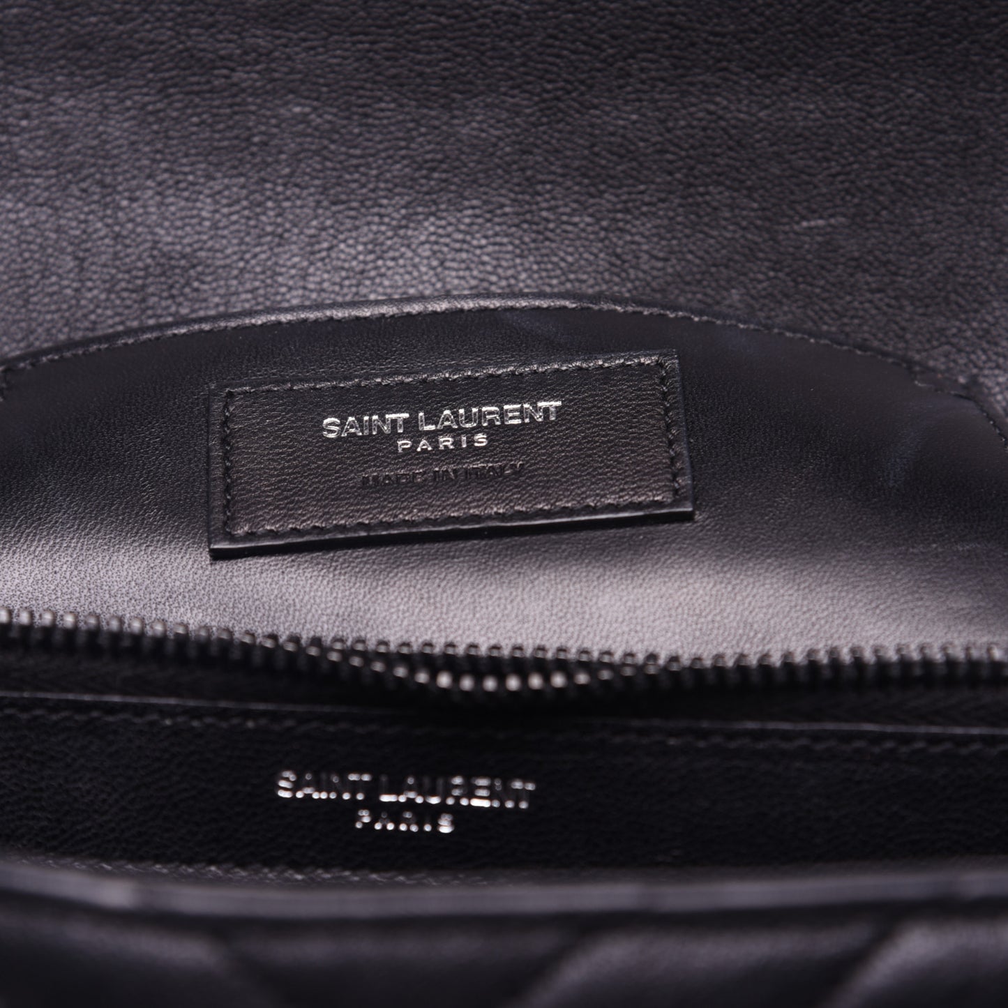 Sheepskin Matelasse Chevron Monogram Monochrome Large College Satchel Black