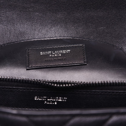 Saint Laurent Sheepskin Matelasse Chevron Monogram Monochrome Large College Satchel Black 8 of 13