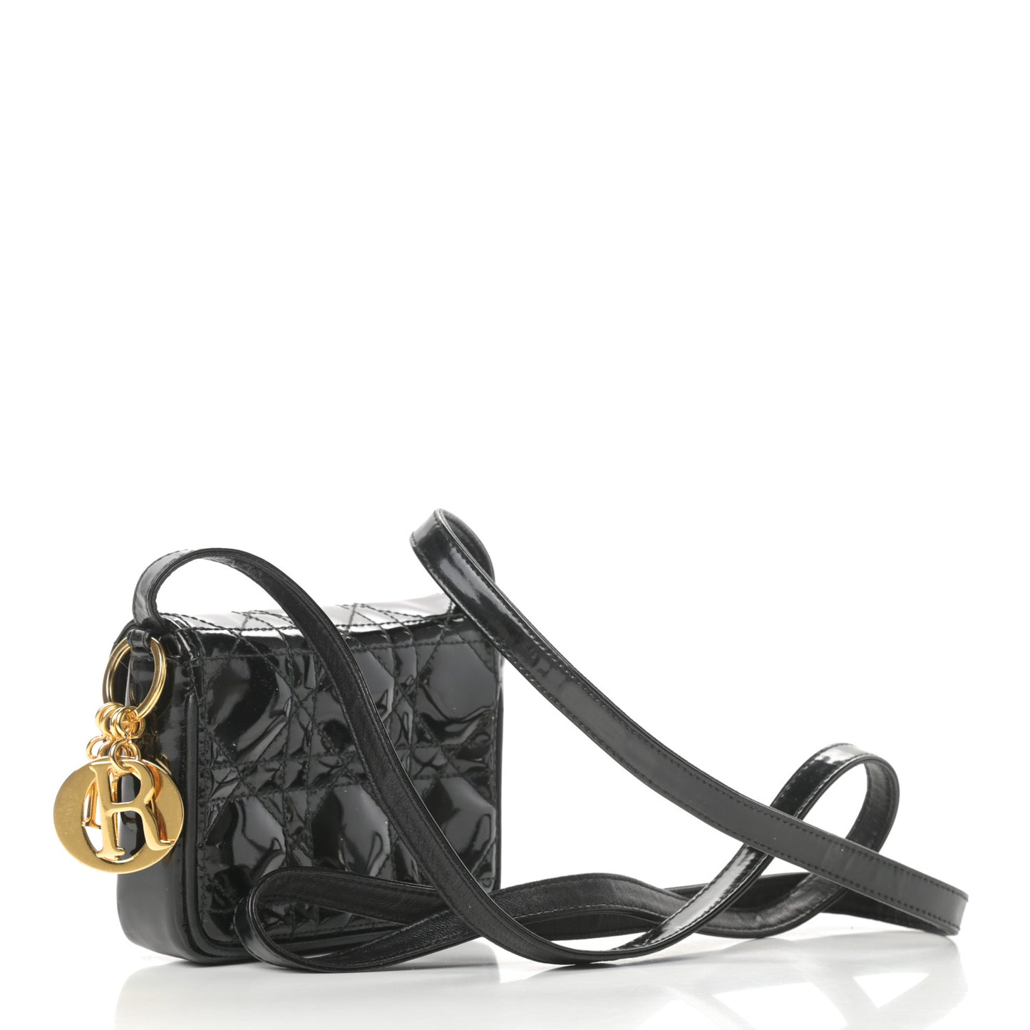 Patent Cannage Mini Crossbody Pouch Black