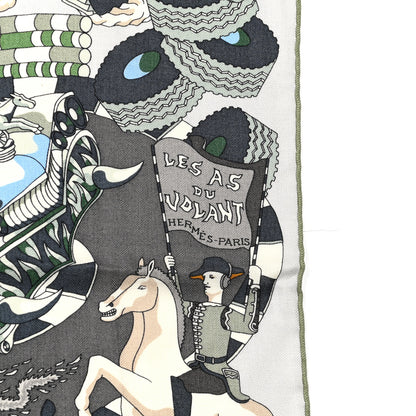 Hermes Cashmere Silk Les As Du Volant 100 Gris Anthracite Amande 2 of 4
