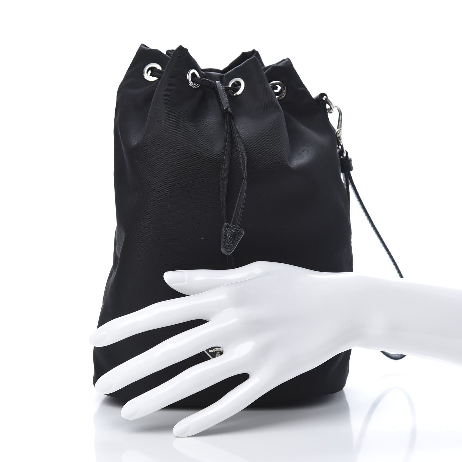 Prada Saffiano Tessuto Nylon Vela Bucket Wristlet Black 2 of 9