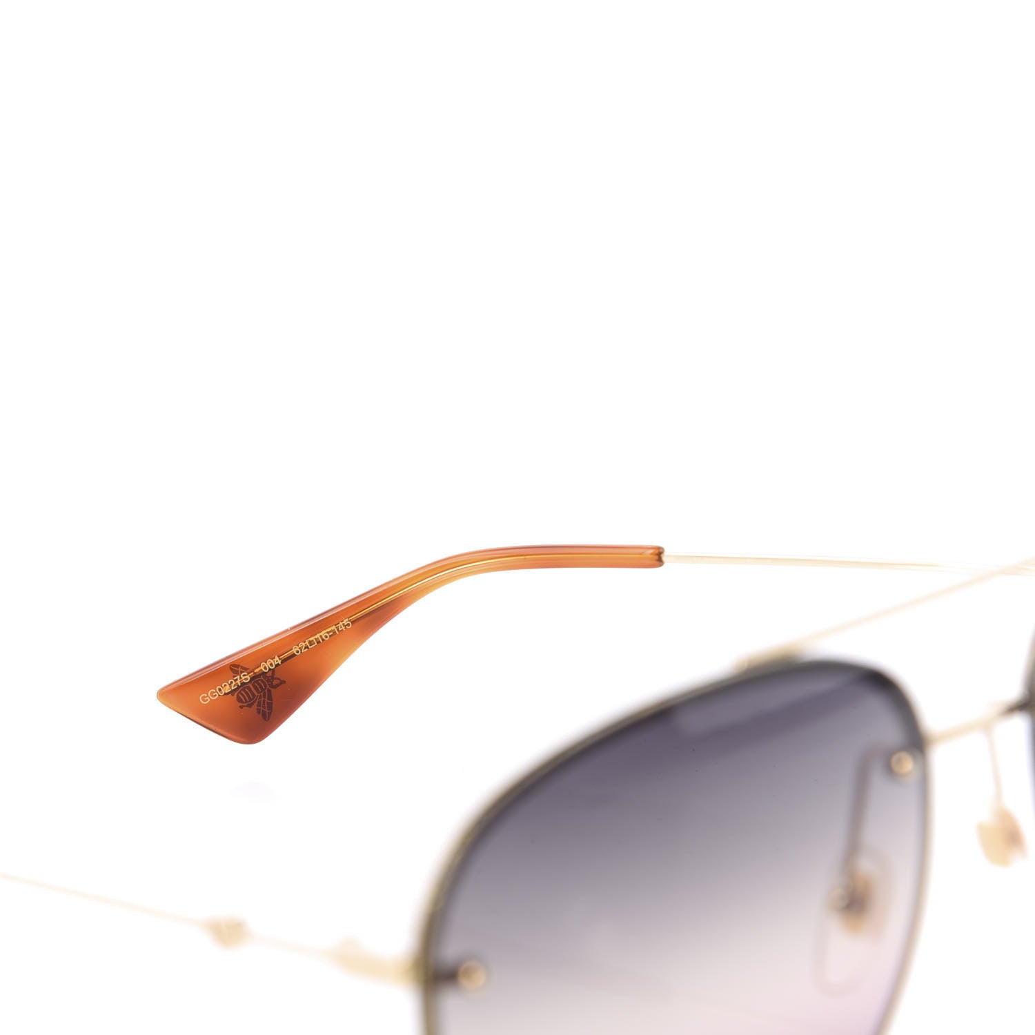 Gucci Metal Glitter Aviator Sunglasses G0227S Gold 6 of 8