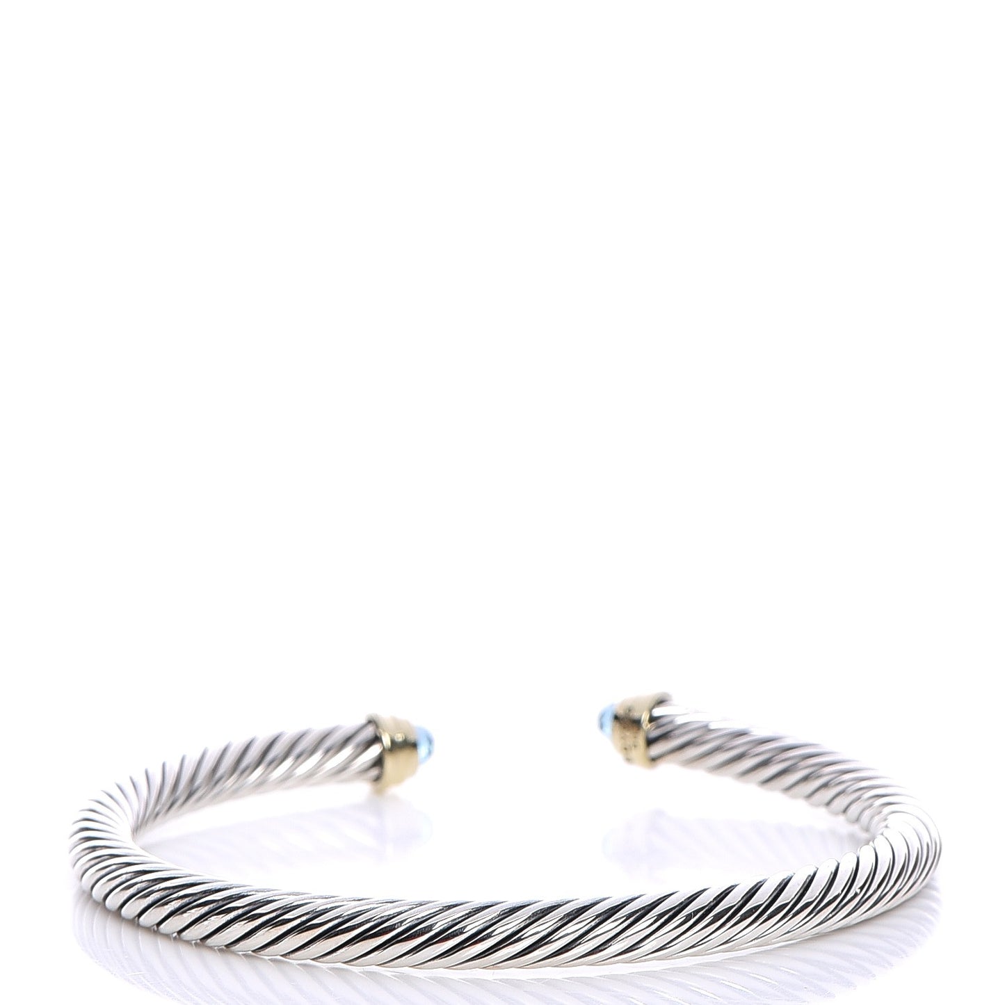 Sterling Silver 14K Yellow Gold Blue Topaz 5mm Cable Classics Petite Color Bracelet