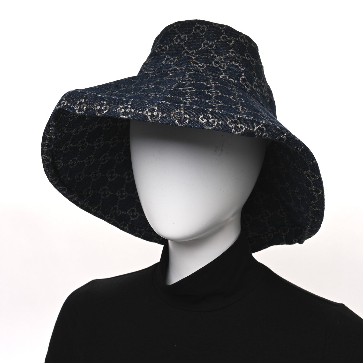 Gucci Eco Washed Denim GG Monogram Brim Hat L Blue 2 of 8