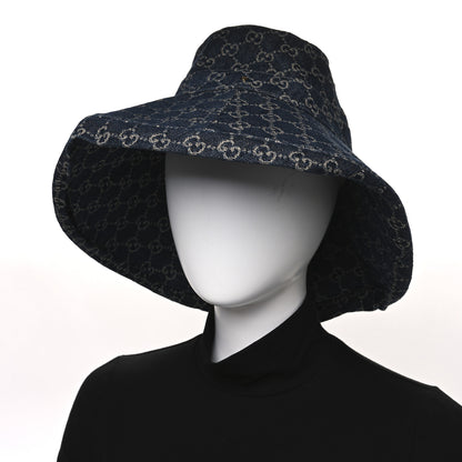 Gucci Eco Washed Denim GG Monogram Brim Hat L Blue 2 of 8