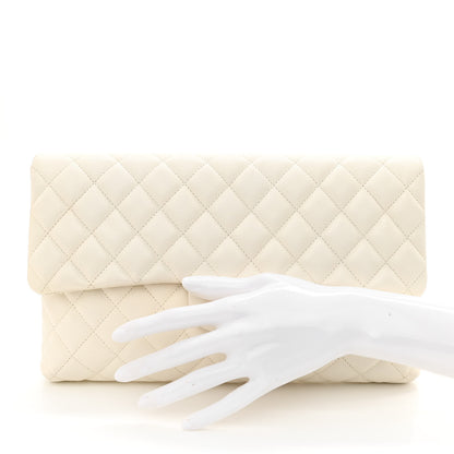 Chanel Caviar Quilted Flap Clutch White 2 of 11