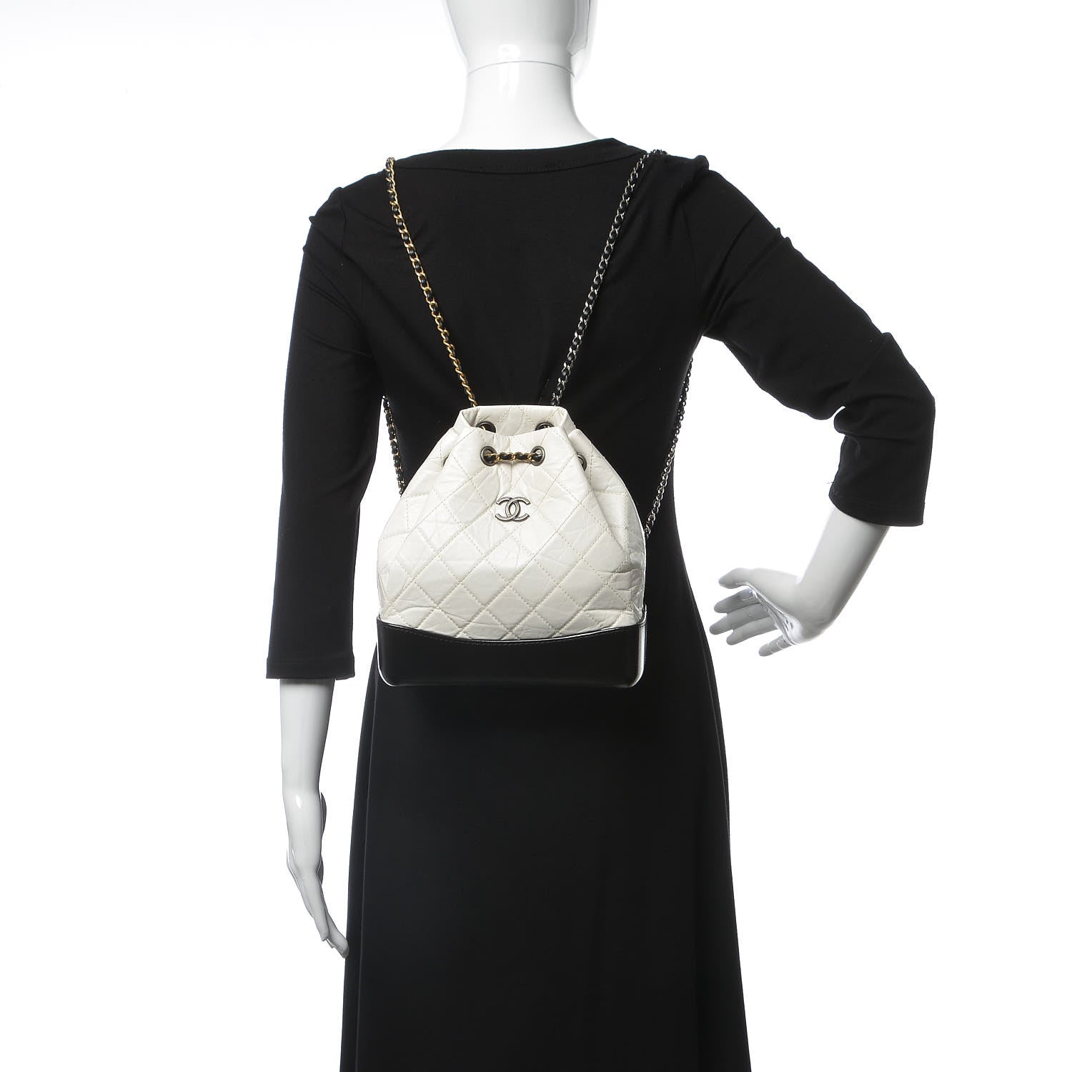 Chanel Aged Calfskin Quilted Small Gabrielle Backpack Black White 2 of 9