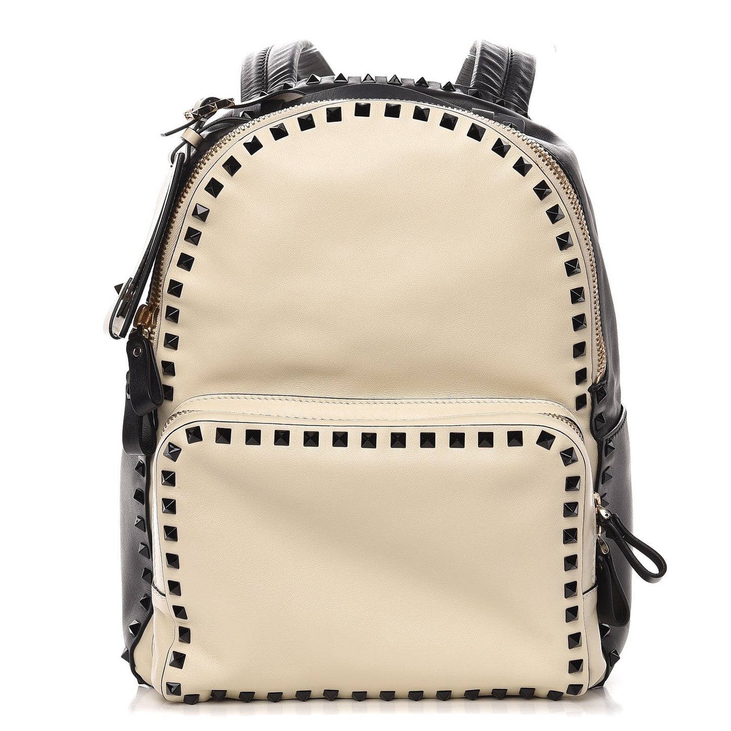 Vitello Medium Rockstud Backpack Ivory Black