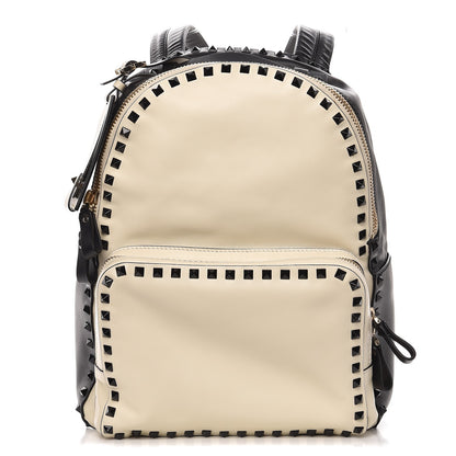 Valentino Garavani Vitello Medium Rockstud Backpack Ivory Black 1 of 7