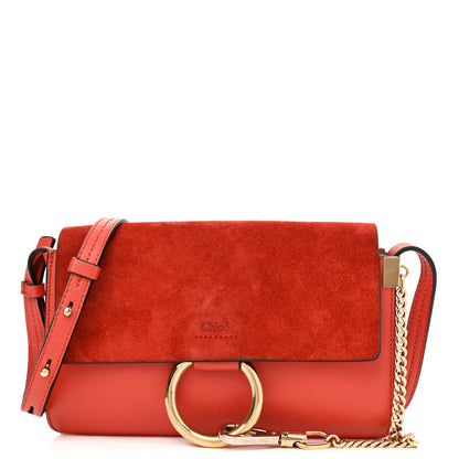 Chloe Suede Calfskin Mini Faye Shoulder Bag Earthy Red 1 of 10
