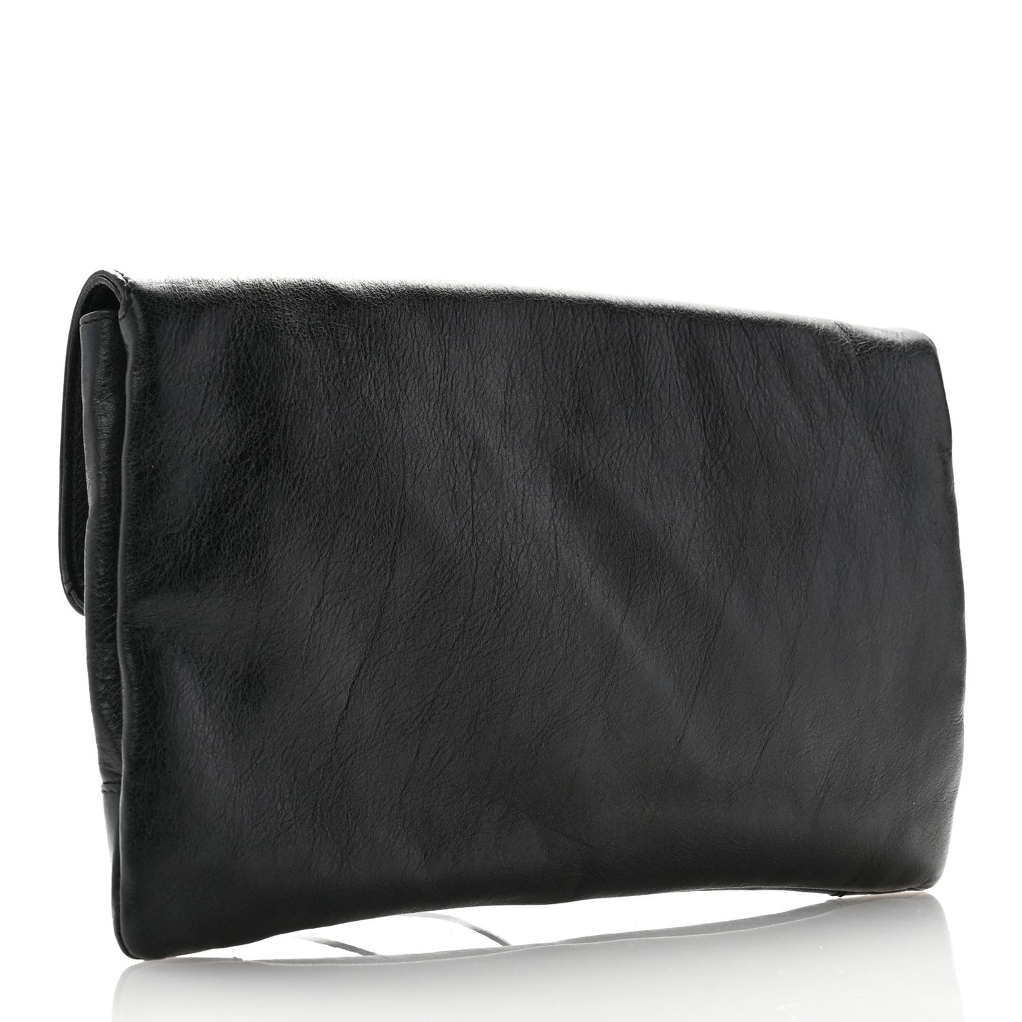 Agneau Classic Hardware Envelope Clutch Black