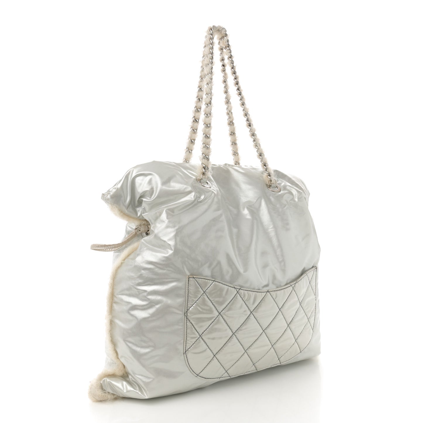 Vinyl Mohair Trimmed CC Bonbons Tote Silver