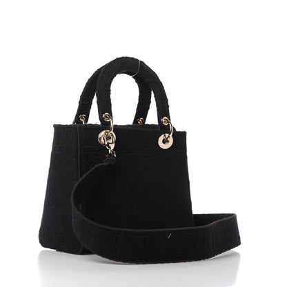 Christian Dior Canvas Embroidered Cannage Medium Lady D-Lite Black 3 of 9