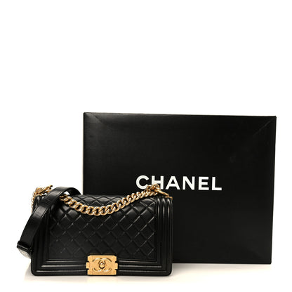 Chanel Lambskin Quilted Medium Boy Flap Black 11 of 11