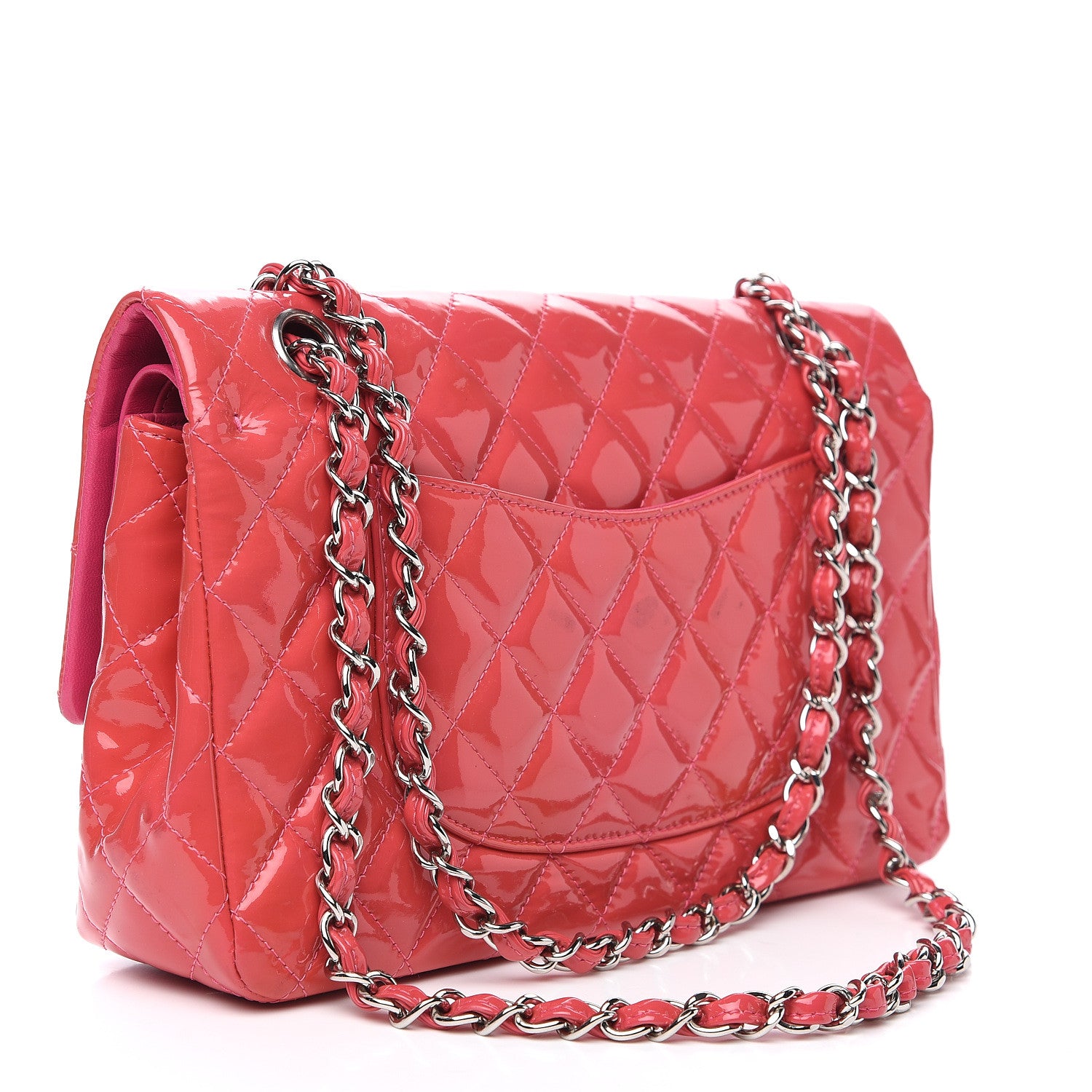 Chanel Patent Quilted Medium Double Flap Fuchsia 2 of 15