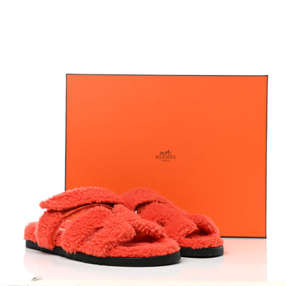 Hermes Woolskin Womens Chypre Sandals 39 Orange 8 of 8