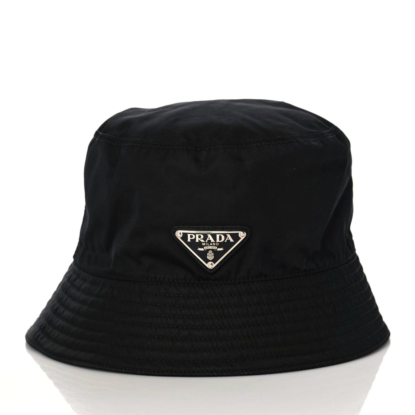 Re-Nylon Metal Triangle Logo Womens Bucket Hat S Black