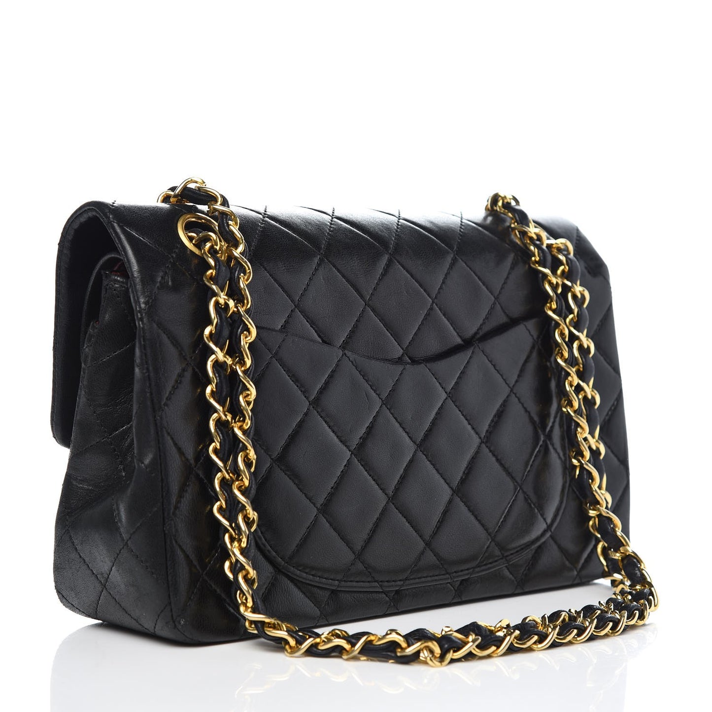 Lambskin Quilted Small Double Flap Black